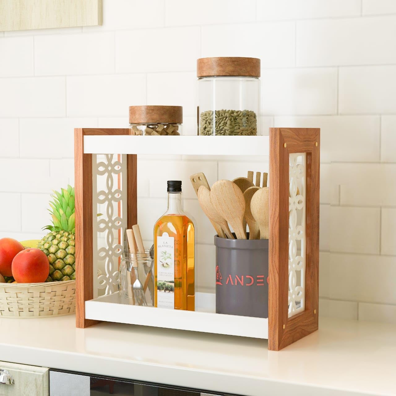 Kitchen Spice Organizer with 2 Tier Shelf